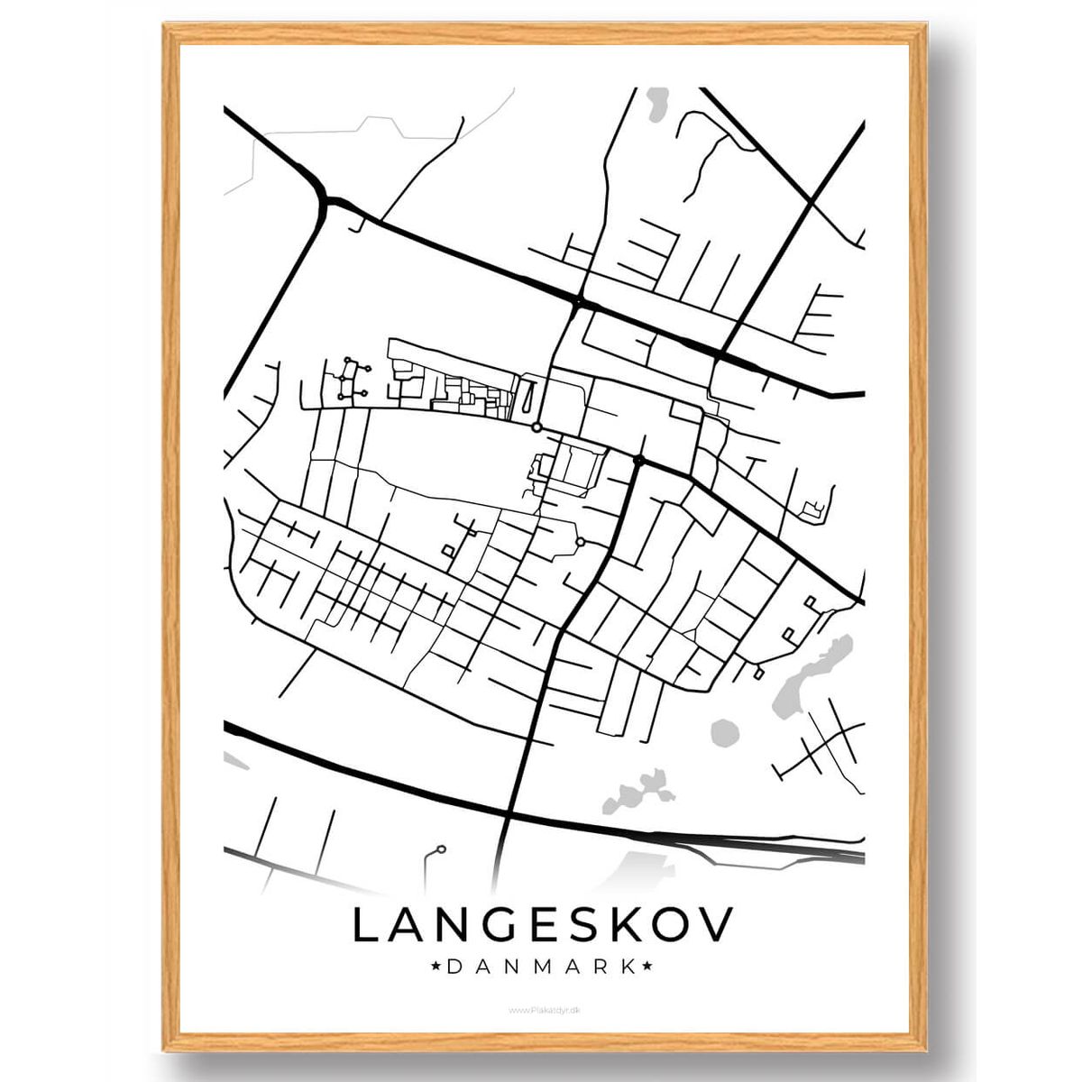 Langeskov by plakat - hvid (Størrelse: L - 50x70cm (B2))