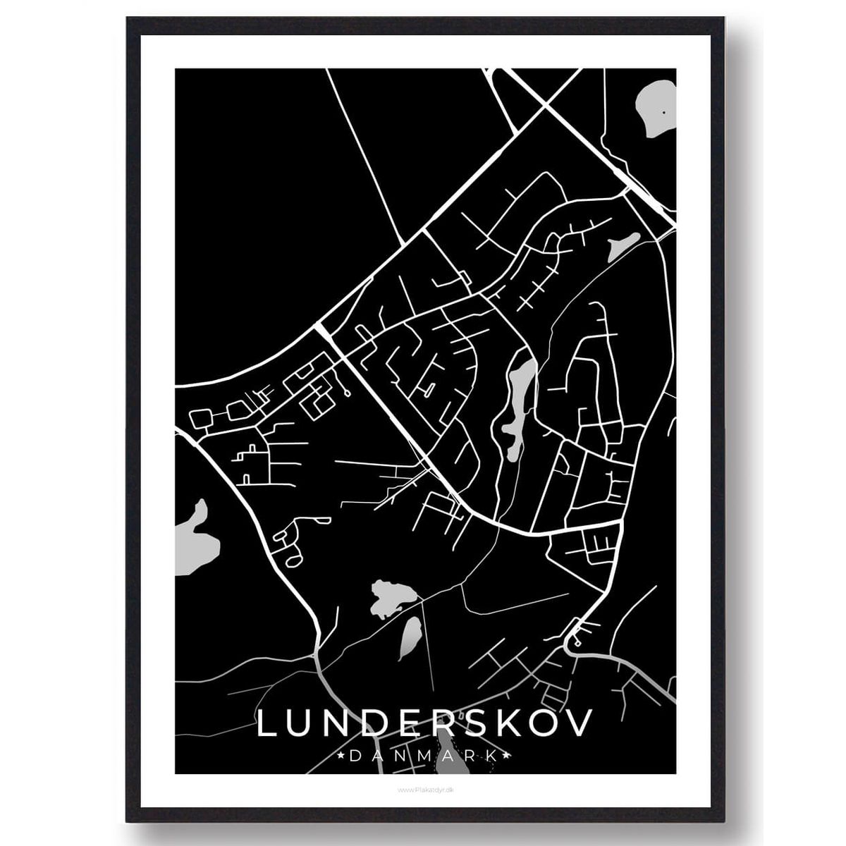 Lunderskov by plakat - sort (Størrelse: L - 50x70cm (B2))