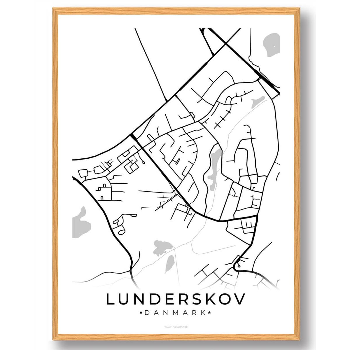 Lunderskov by plakat - hvid (Størrelse: L - 50x70cm (B2))