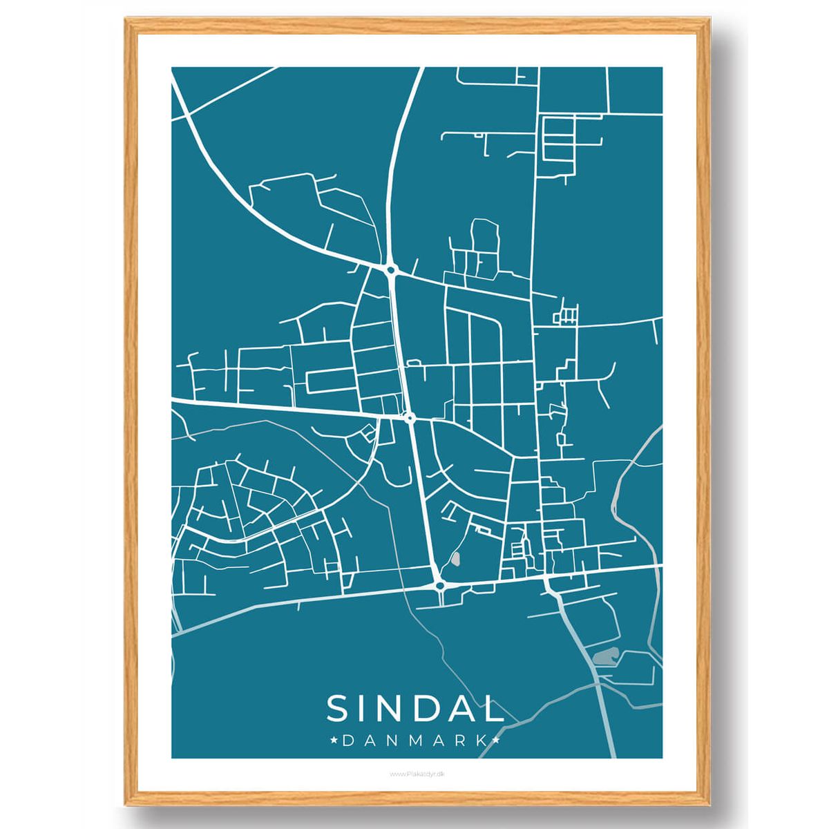 Sindal by plakat - blå (Størrelse: L - 50x70cm (B2))