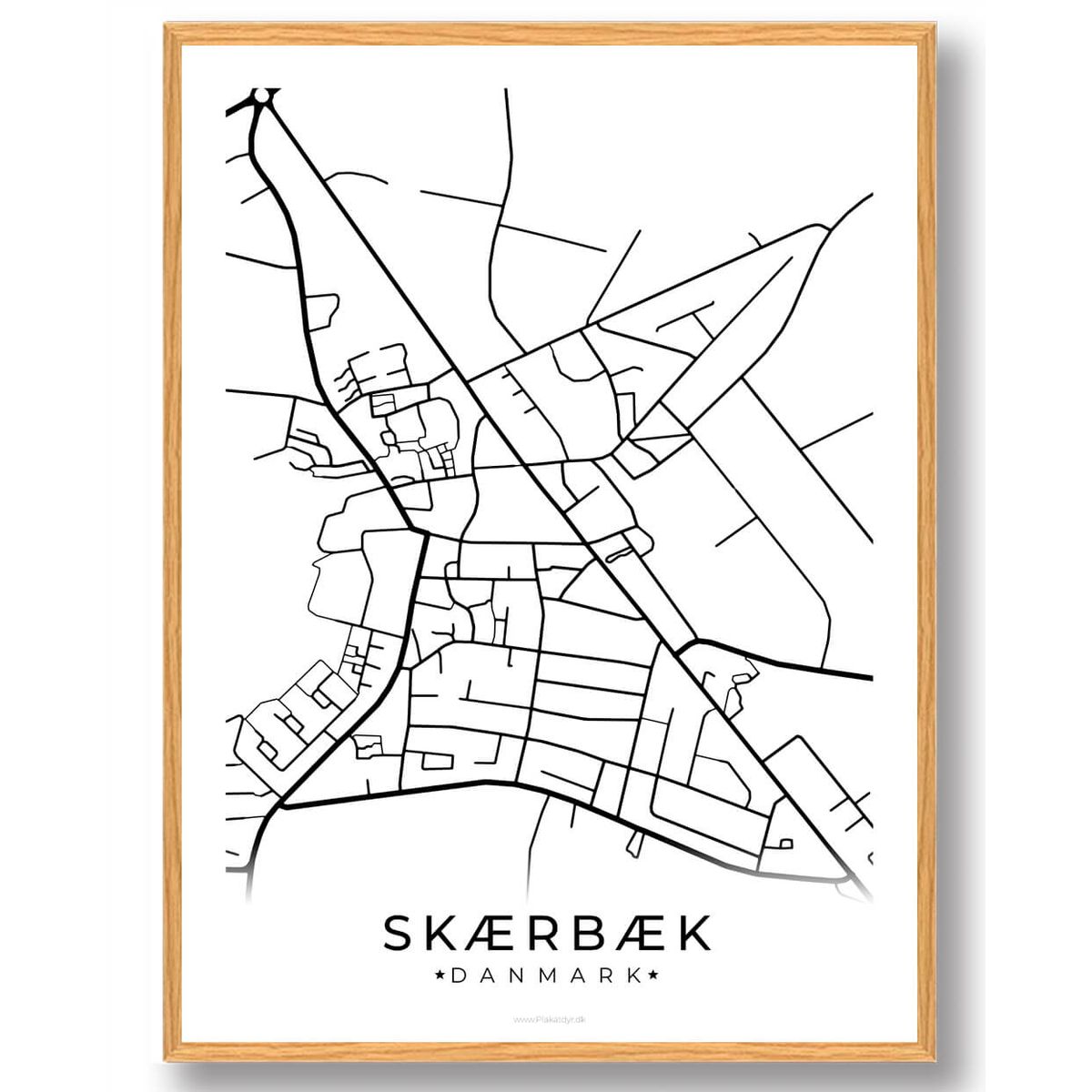 Skærbæk by plakat - hvid (Størrelse: L - 50x70cm (B2))