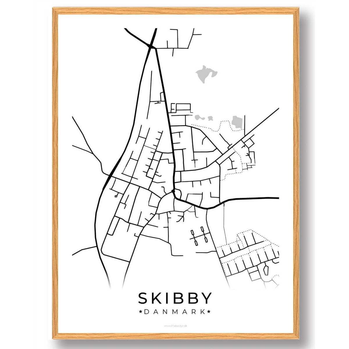 Skibby by plakat - hvid (Størrelse: L - 50x70cm (B2))