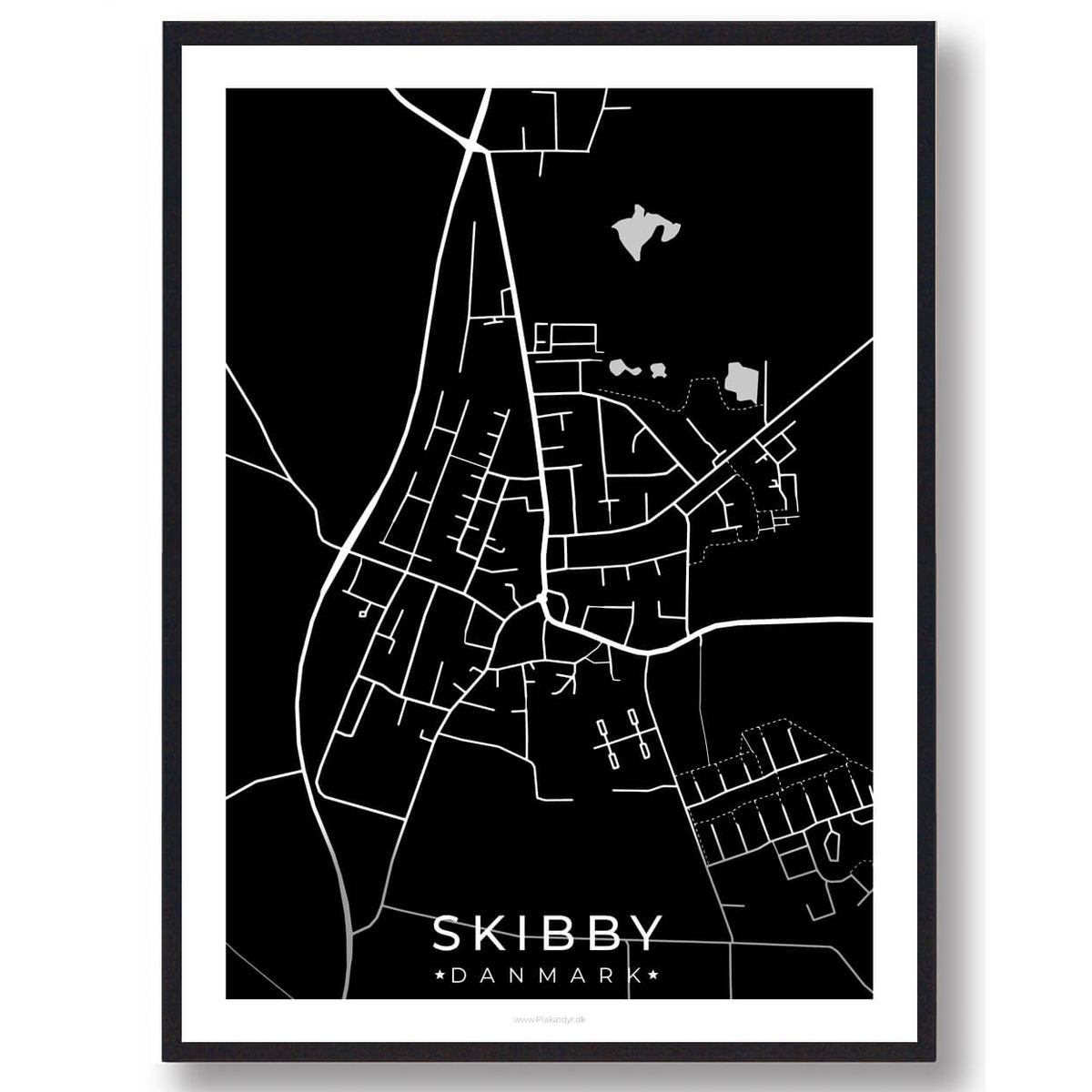 Skibby by plakat - sort (Størrelse: L - 50x70cm (B2))