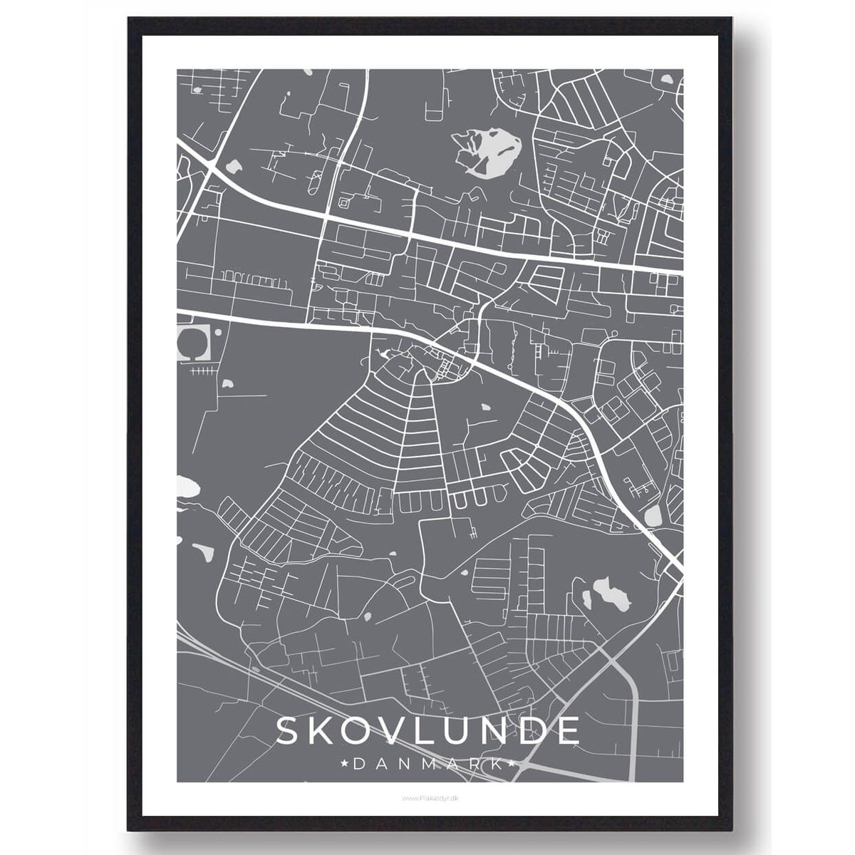 Skovlunde by plakat - grå (Størrelse: L - 50x70cm (B2))