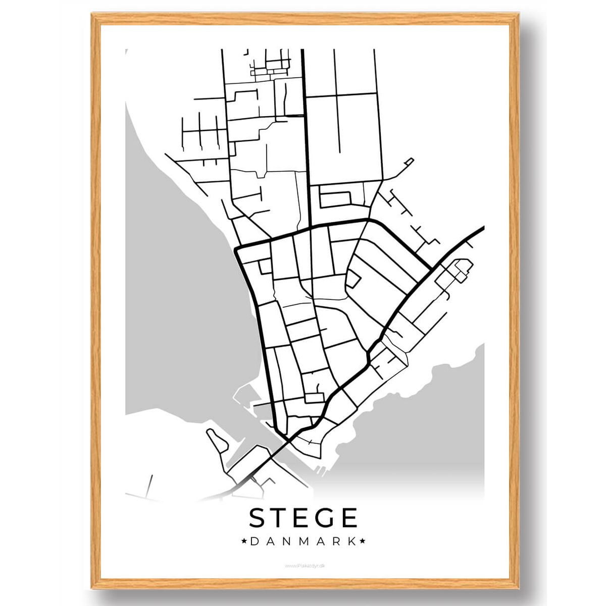 Stege by plakat - hvid (Størrelse: L - 50x70cm (B2))