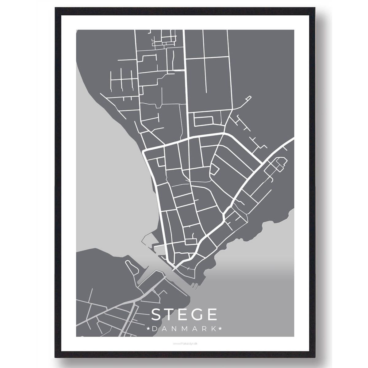 Stege by plakat - grå (Størrelse: L - 50x70cm (B2))