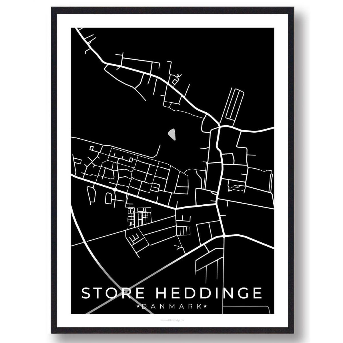 Store Heddinge by plakat - sort (Størrelse: L - 50x70cm (B2))