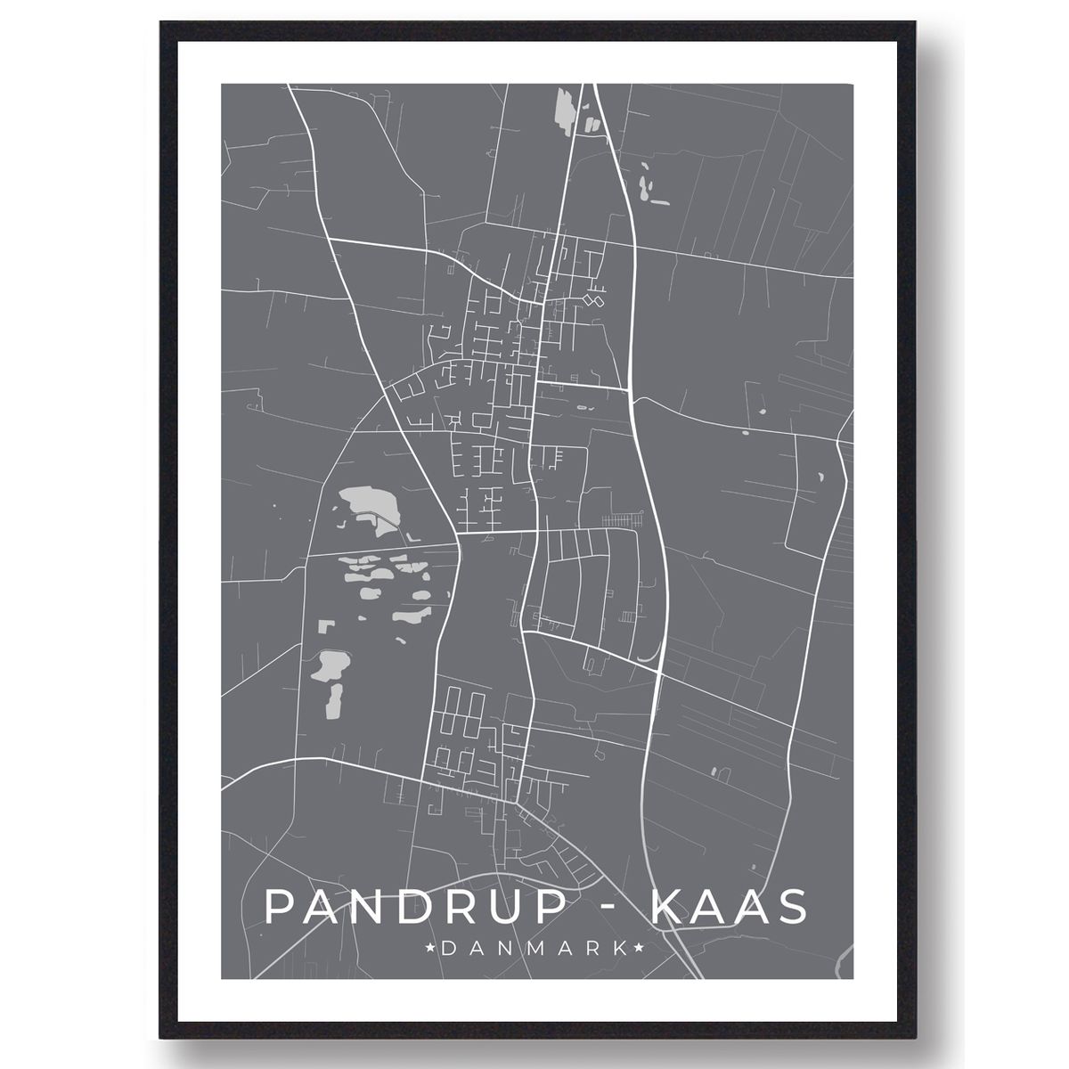 Pandrup - Kaas by plakat - grå (Størrelse: L - 50x70cm (B2))