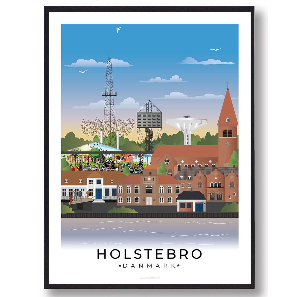 Holstebro byplakat med hvid kant (RESTPARTI) (Størrelse: M - 30x40cm)