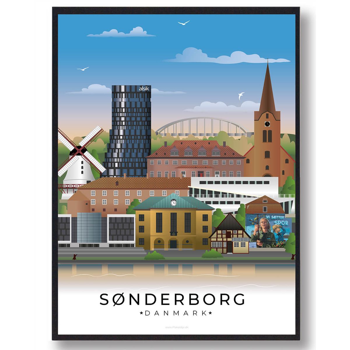 Sønderborg byplakat (RESTPARTI) (Størrelse: L - 50x70cm (B2))