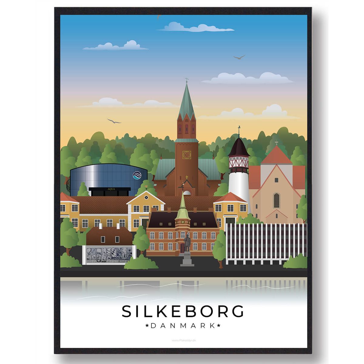 Silkeborg byplakat (RESTPARTI) (Størrelse: L - 50x70cm (B2))