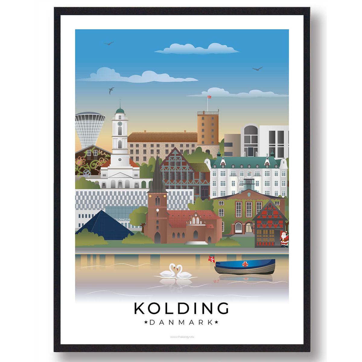 Kolding byplakat med hvid kant (RESTPARTI) (Størrelse: M - 30x40cm)