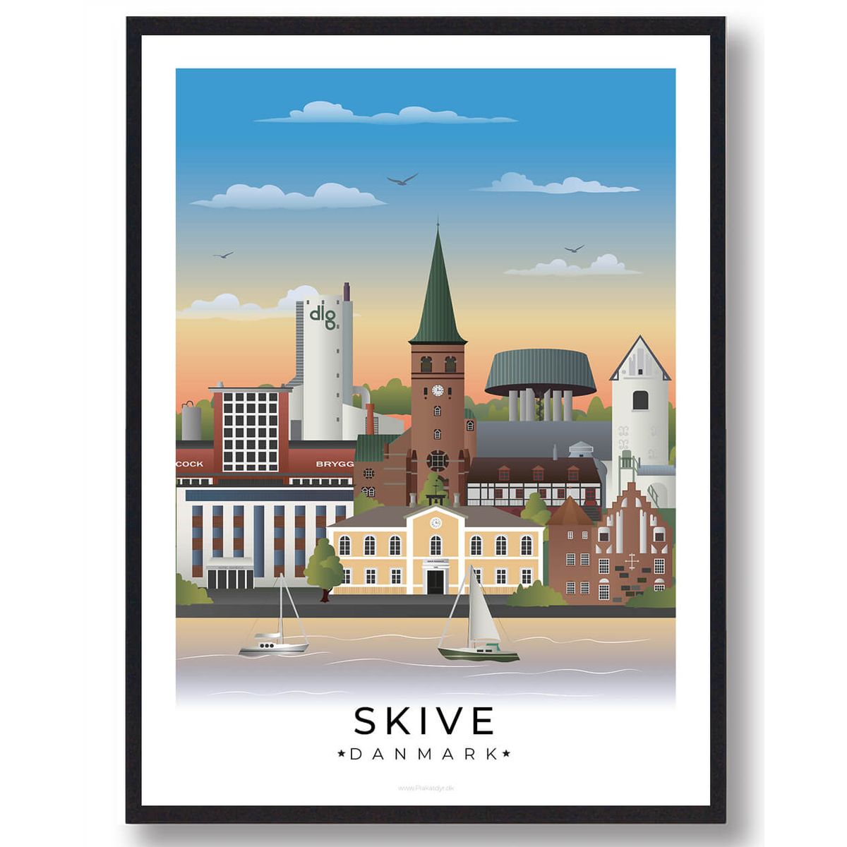 Skive plakat med hvid kant (RESTPARTI) (Størrelse: L - 50x70cm (B2))