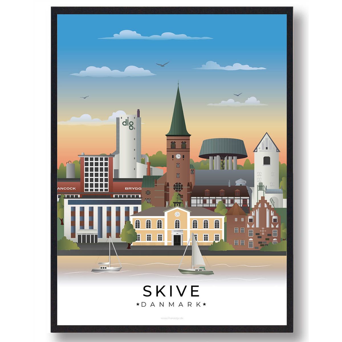 Skive byplakat (RESTPARTI) (Størrelse: M - 30x40cm)