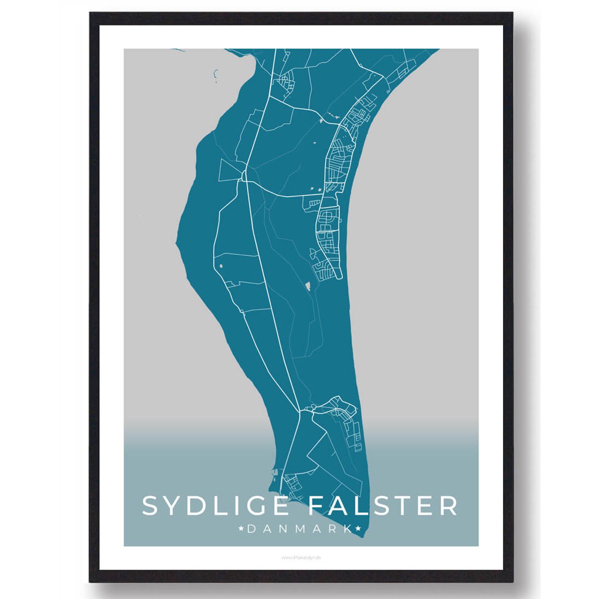 Sydlige Falster plakat - blå (Størrelse: L - 50x70cm (B2))