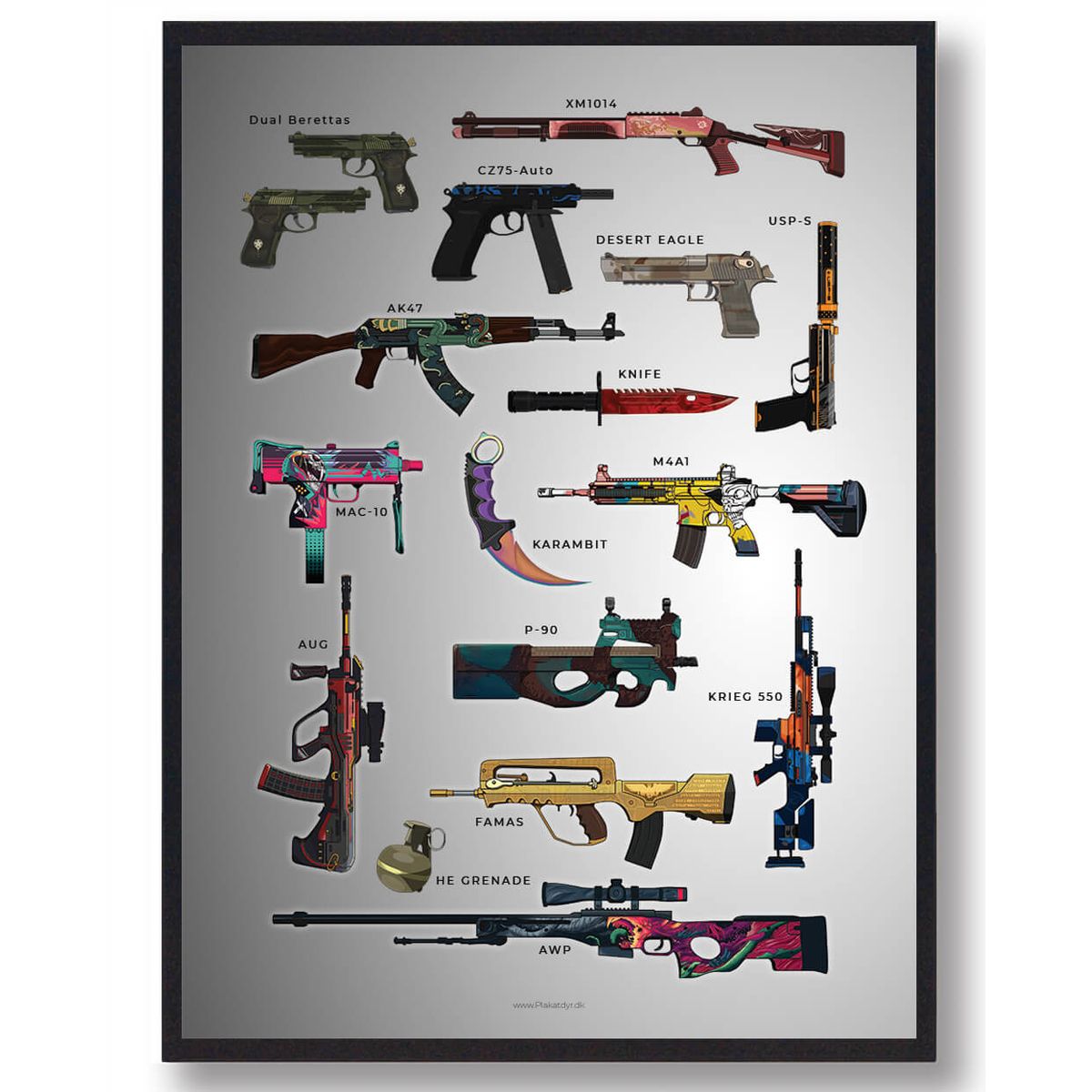 CSGO Weapons - gamerplakater (Størrelse: L - 50x70cm (B2))