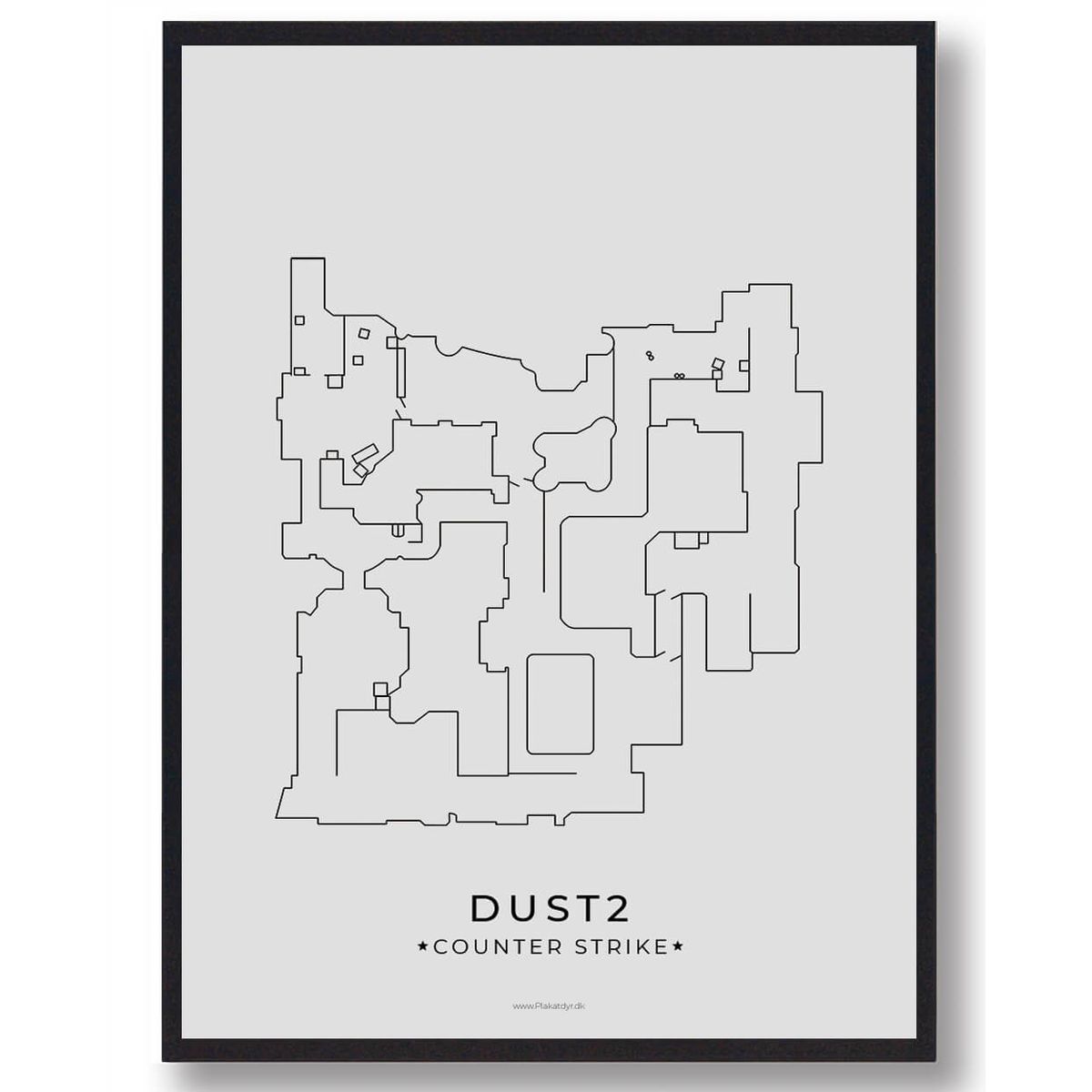 Dust2 map - CS gamerplakater (Størrelse: L - 50x70cm (B2))