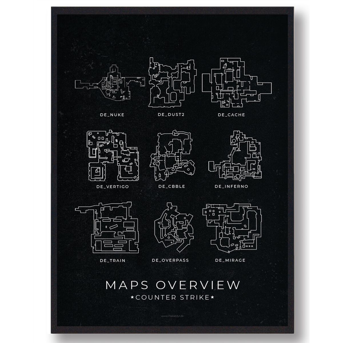 Maps overview - CS gamerplakater (Størrelse: L - 50x70cm (B2))