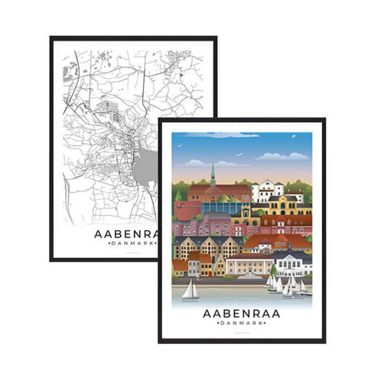 Aabenraa byplakatsæt (Størrelse: M - 30x40cm)