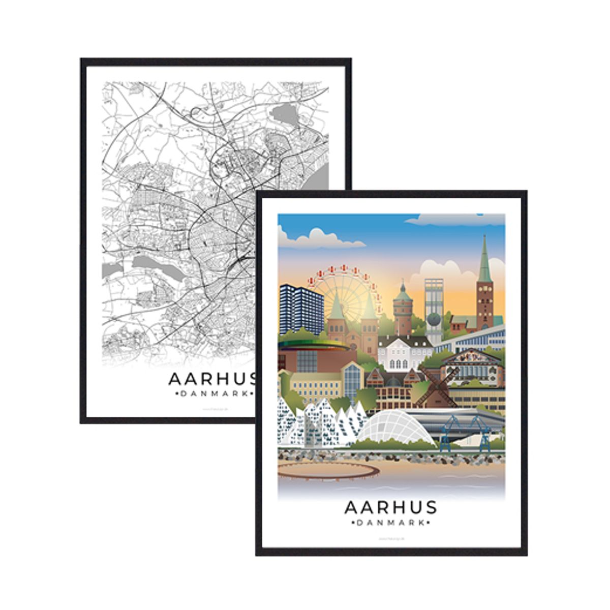 Aarhus byplakatsæt (Størrelse: M - 30x40cm)