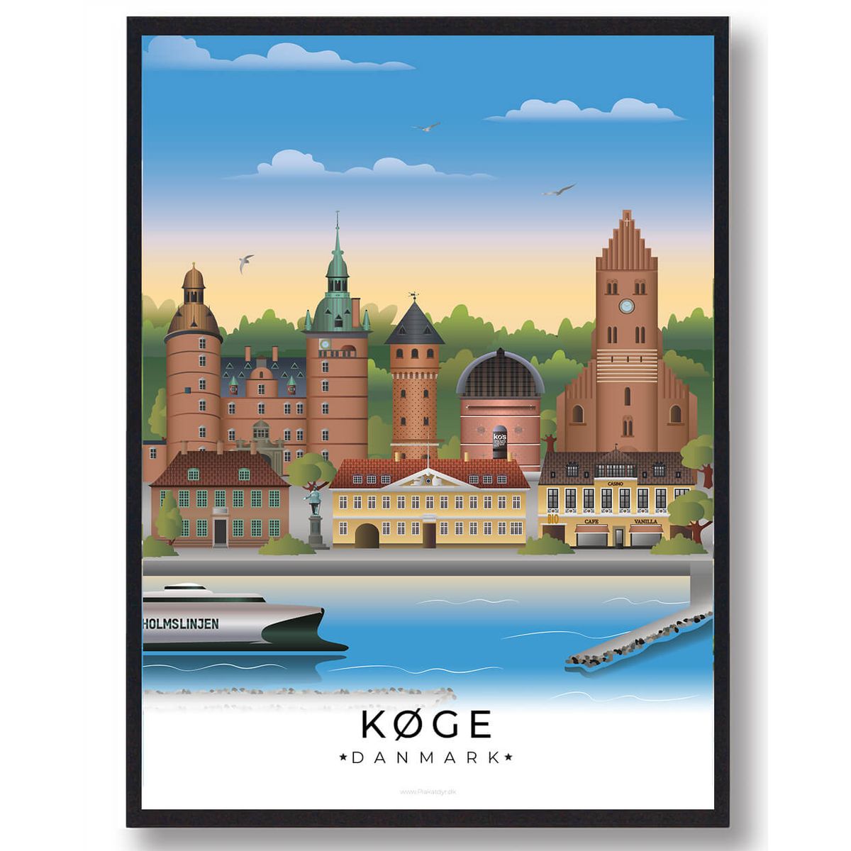 Køge byplakat (RESTPARTI) (Størrelse: L - 50x70cm (B2))