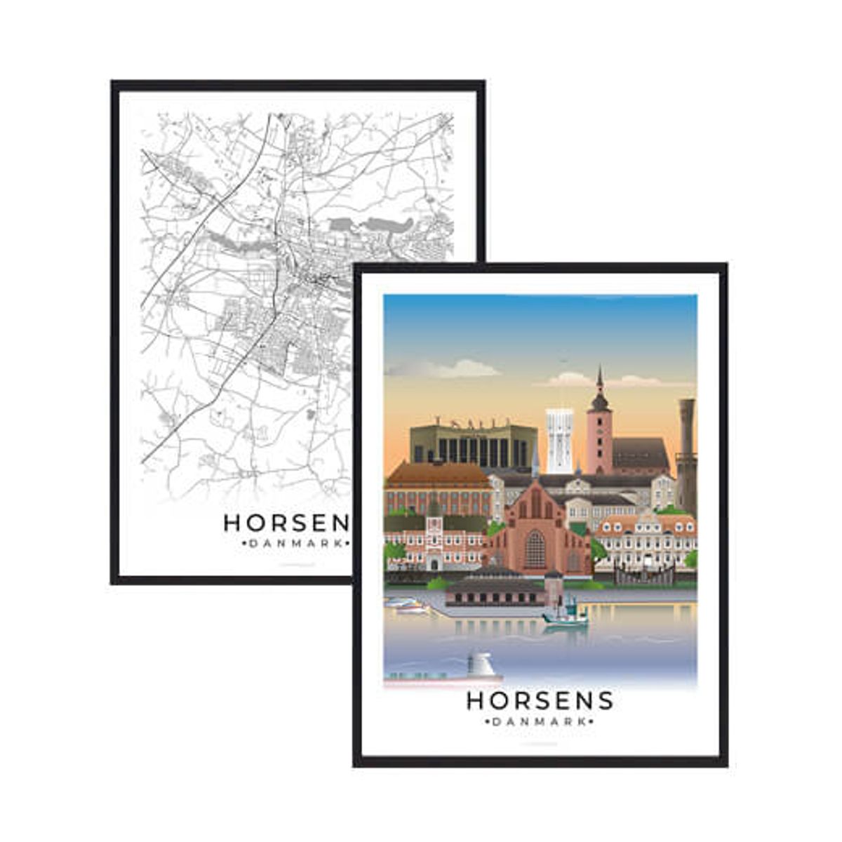 Horsens byplakatsæt (Størrelse: L - 50x70cm (B2))