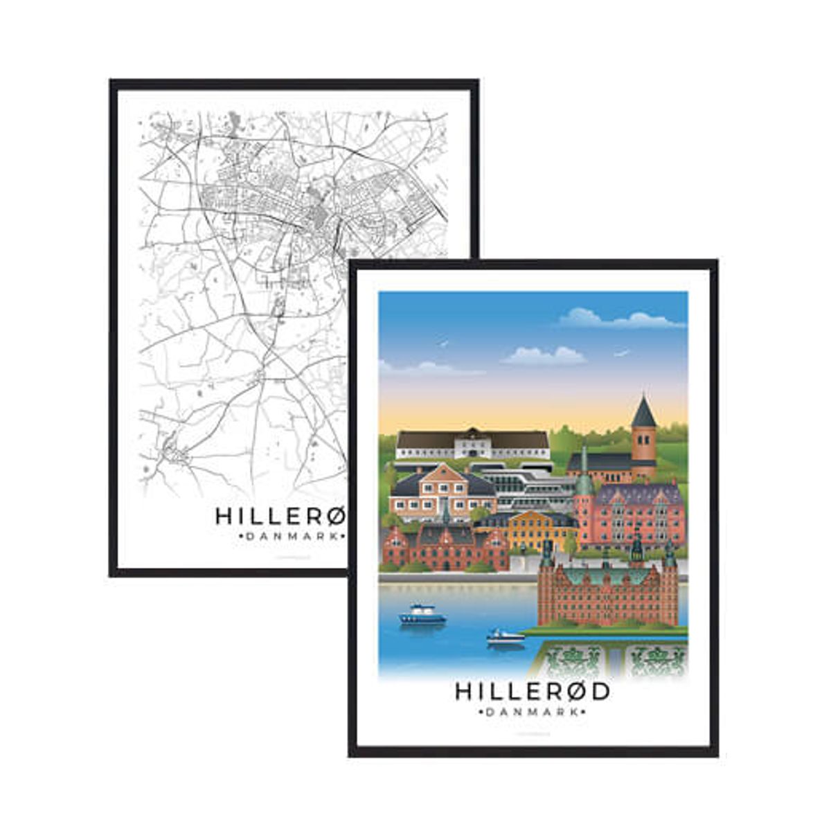 Hillerød byplakatsæt (Størrelse: L - 50x70cm (B2))