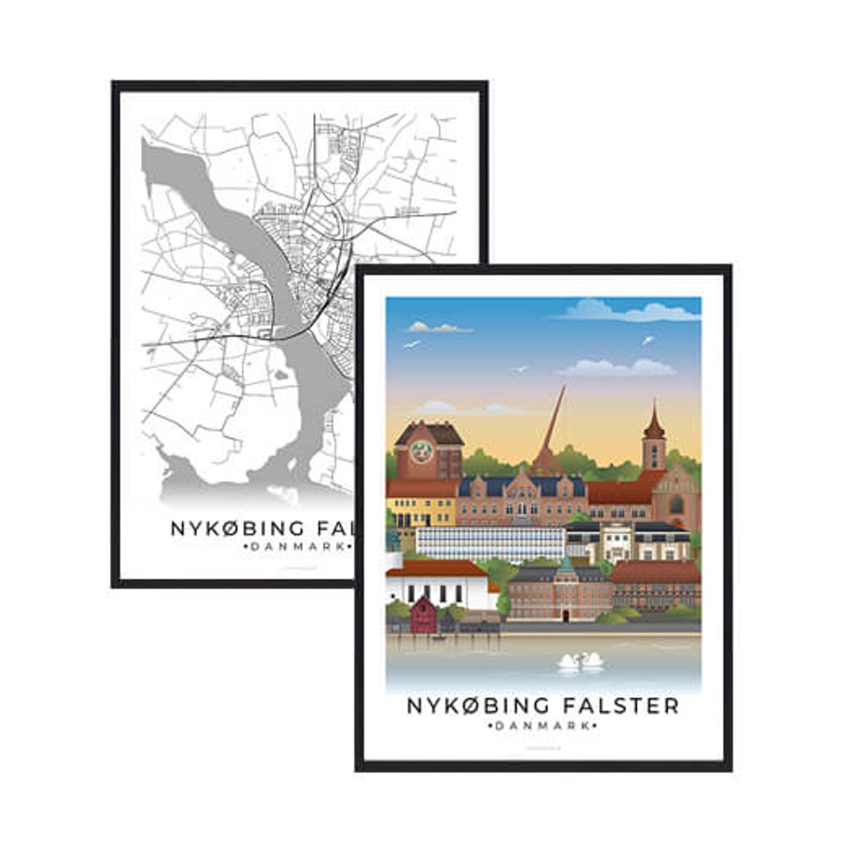 Nykøbing Falster byplakatsæt (Størrelse: L - 50x70cm (B2))