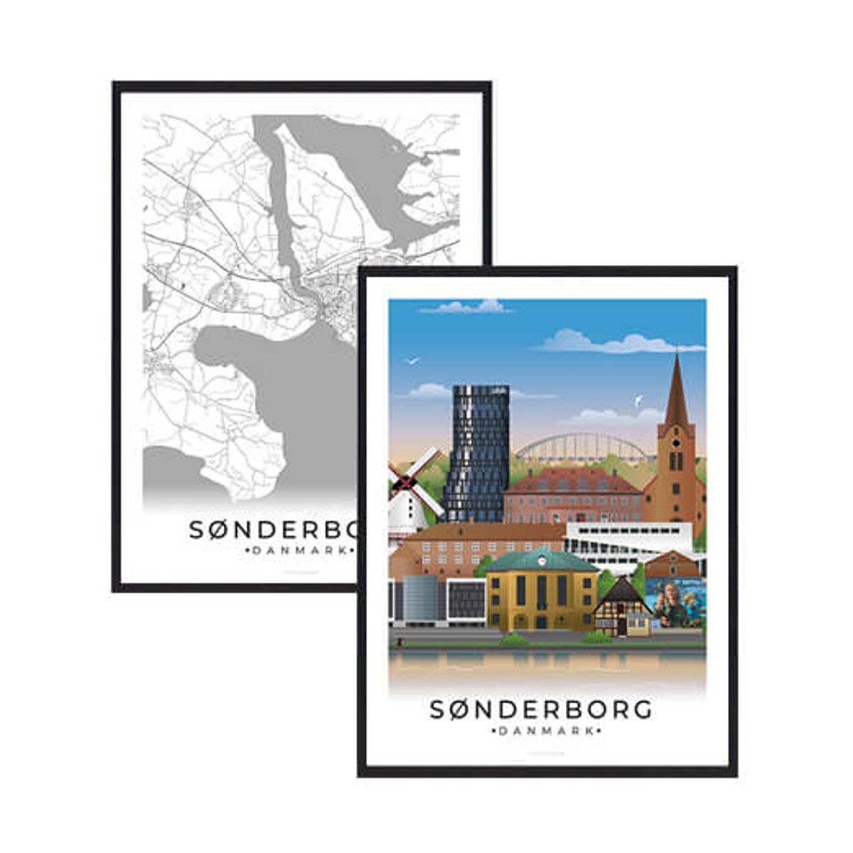 Sønderborg byplakatsæt (Størrelse: M - 30x40cm)