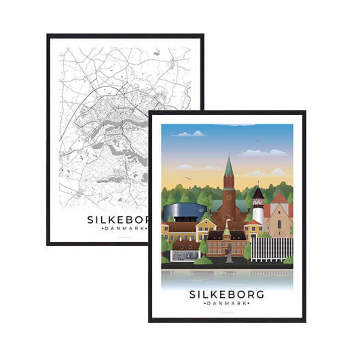 Silkeborg byplakatsæt (Størrelse: M - 30x40cm)