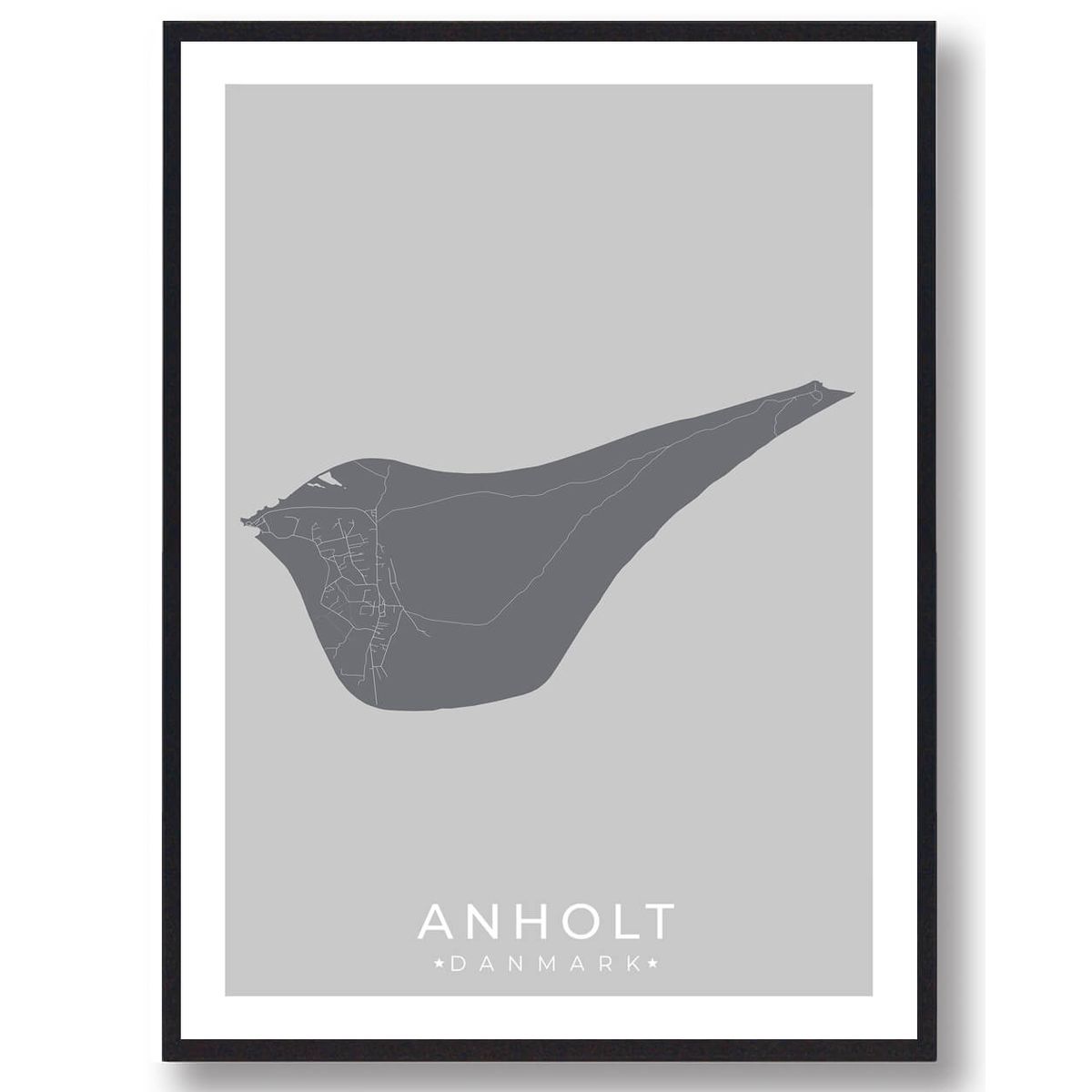 Anholt plakat - grå (Størrelse: L - 50x70cm (B2))