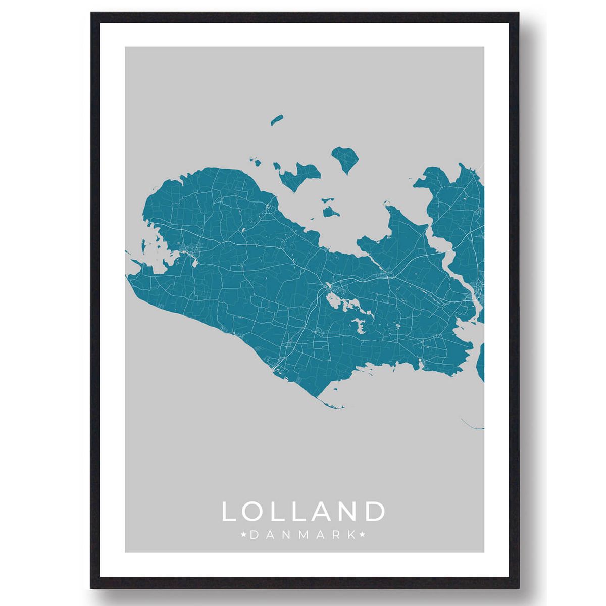 Lolland plakat - blå (Størrelse: L - 50x70cm (B2))