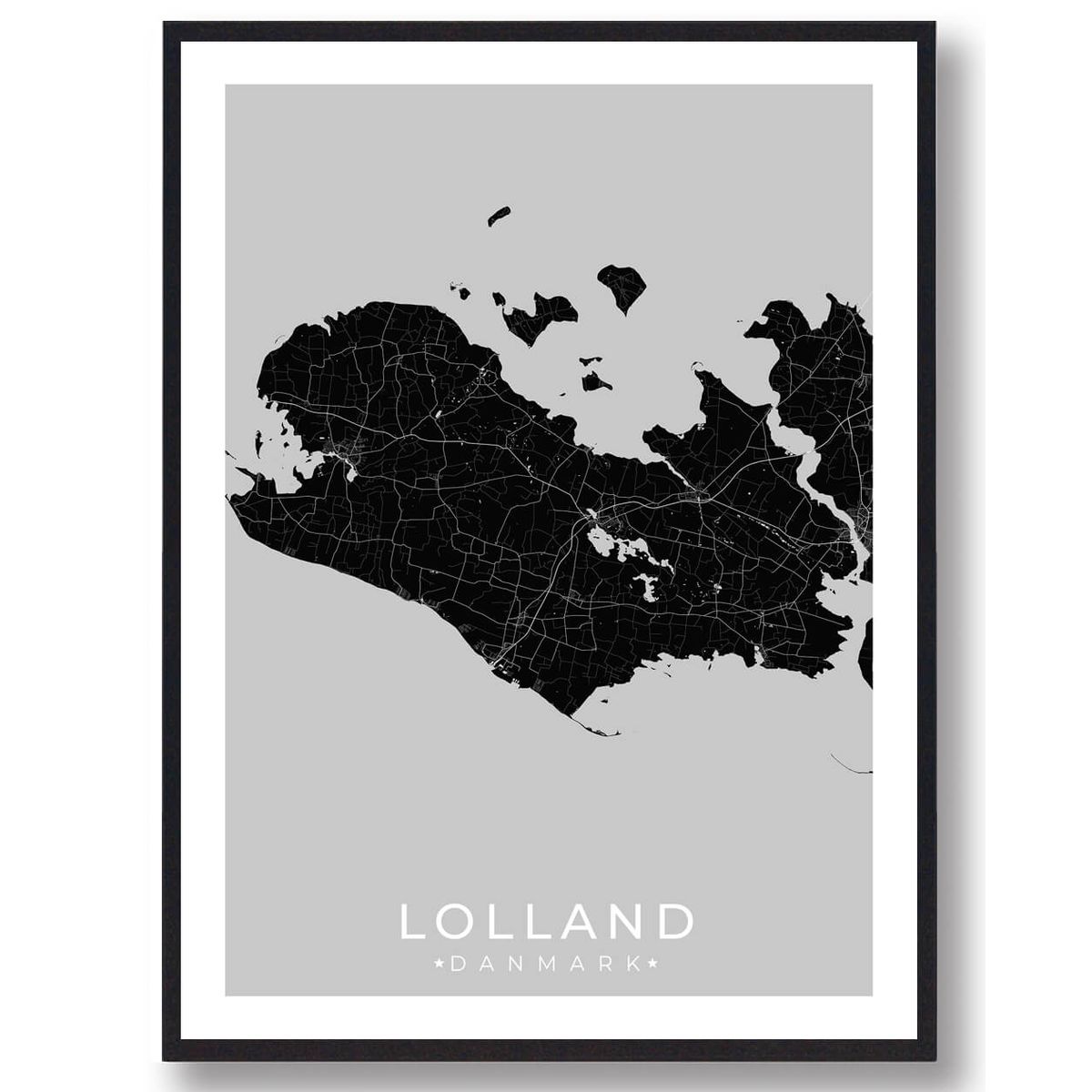 Lolland plakat - sort (Størrelse: L - 50x70cm (B2))