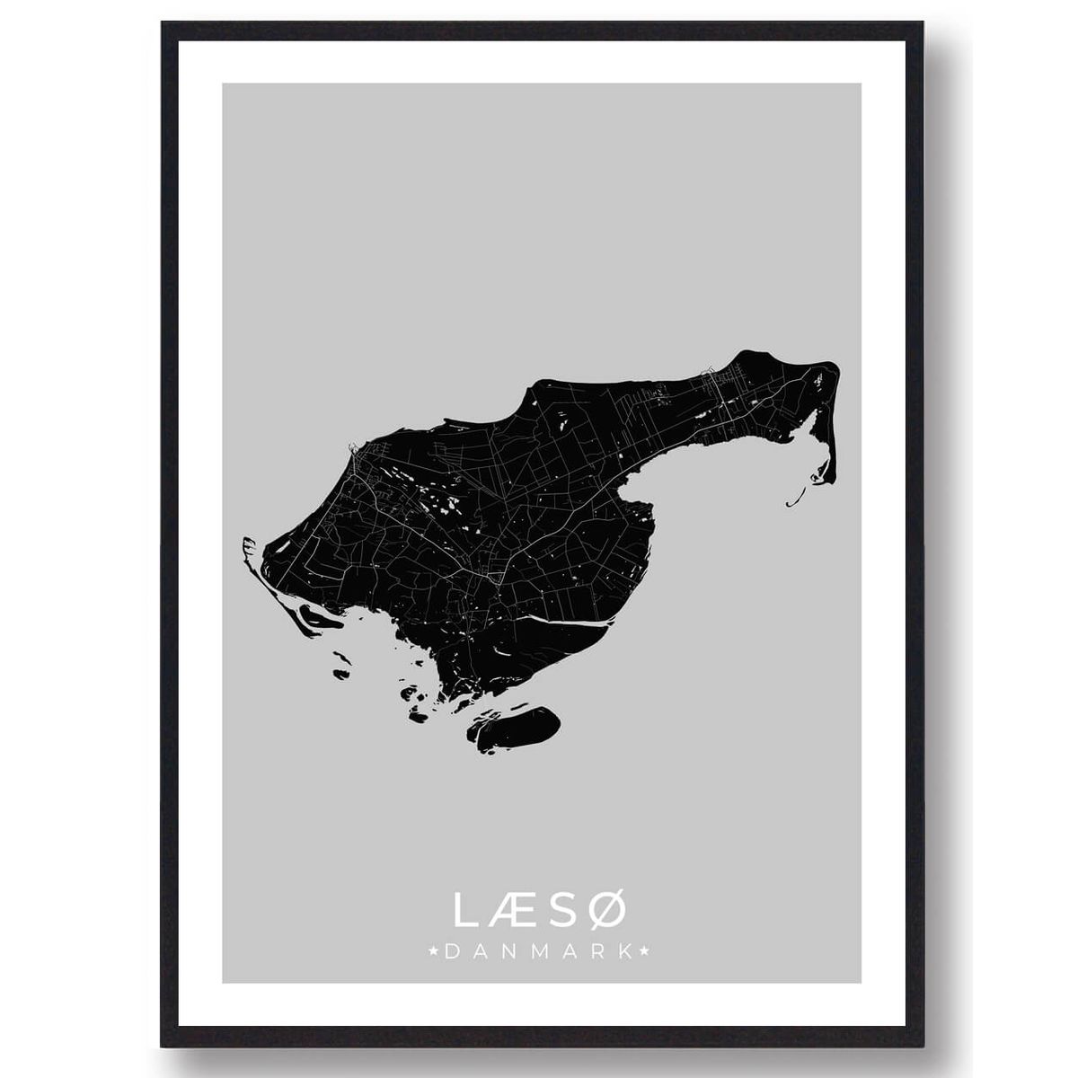 Læsø plakat sort (Størrelse: L - 50x70cm (B2))