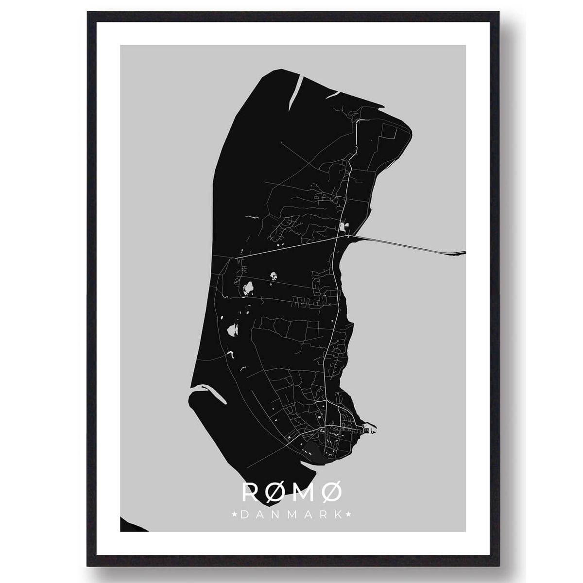 Rømø plakat - sort (Størrelse: L - 50x70cm (B2))