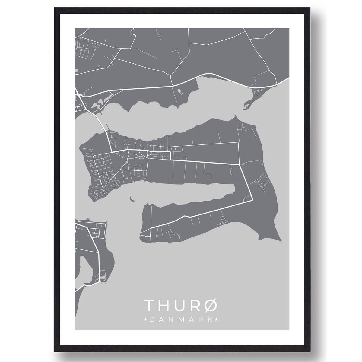 Thurø plakat - grå (Størrelse: L - 50x70cm (B2))