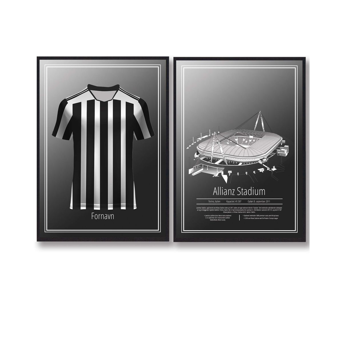 Juventus - Trøje og Stadion plakatsæt (Størrelse: M - 30x40cm)