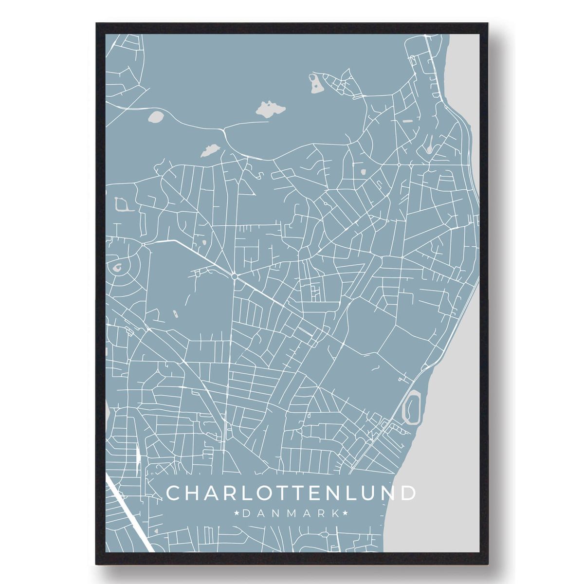 Charlottenlund plakat - lyseblå (Størrelse: L - 50x70cm (B2))