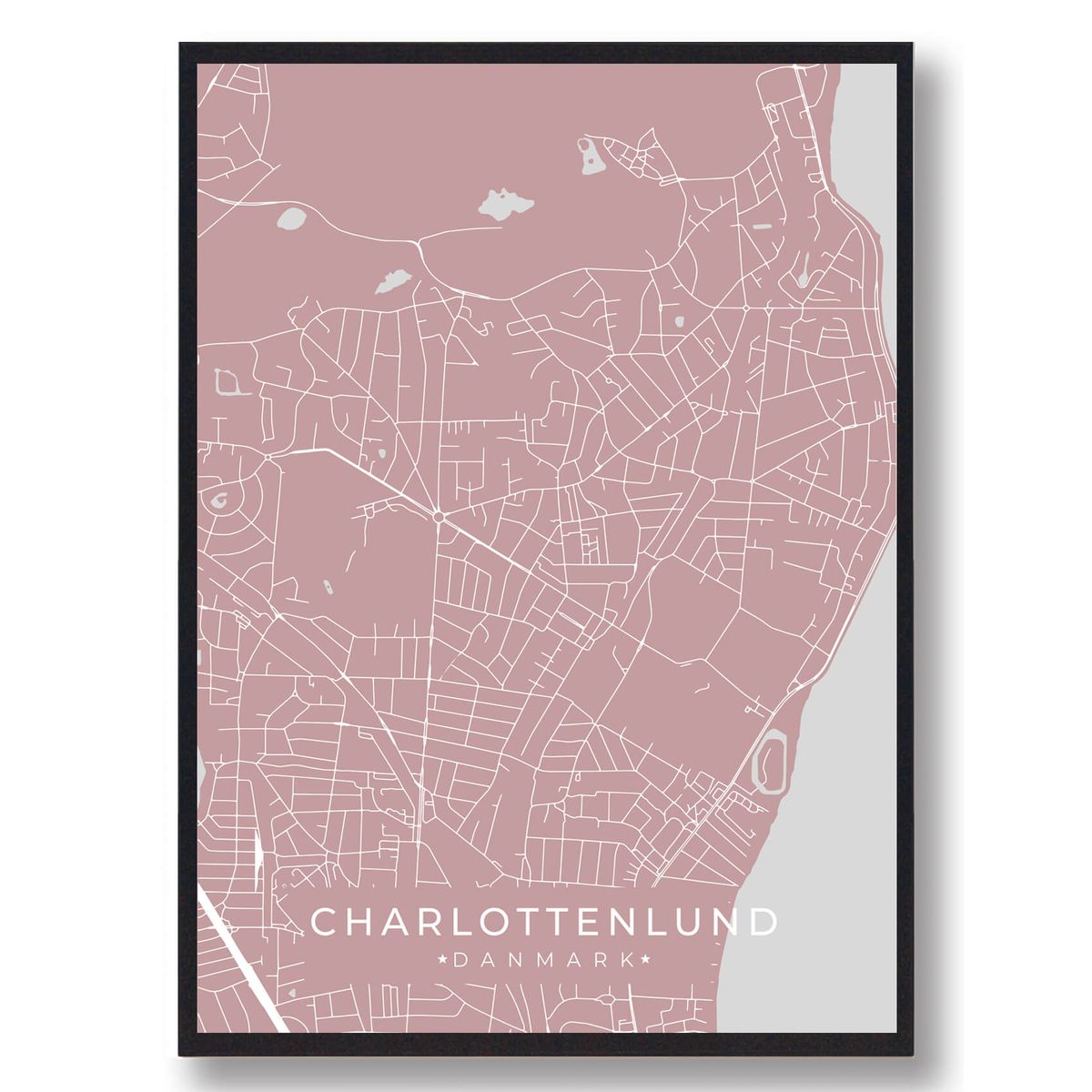 Charlottenlund plakat - rose (Størrelse: L - 50x70cm (B2))