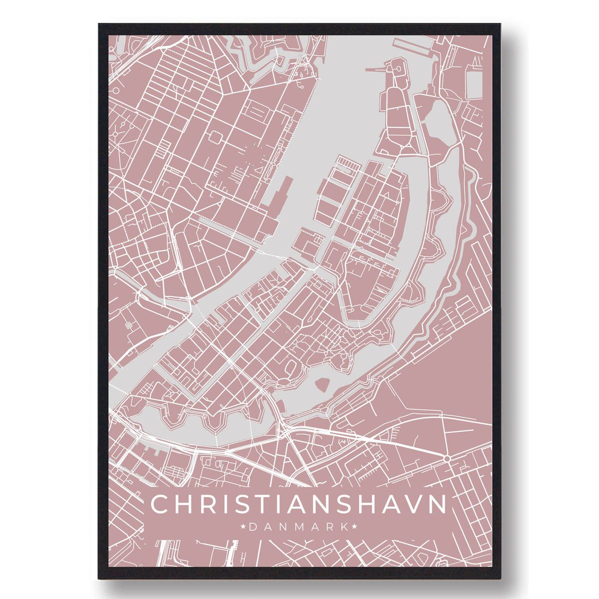 Christianshavn byplakat - rosa (Størrelse: L - 50x70cm (B2))