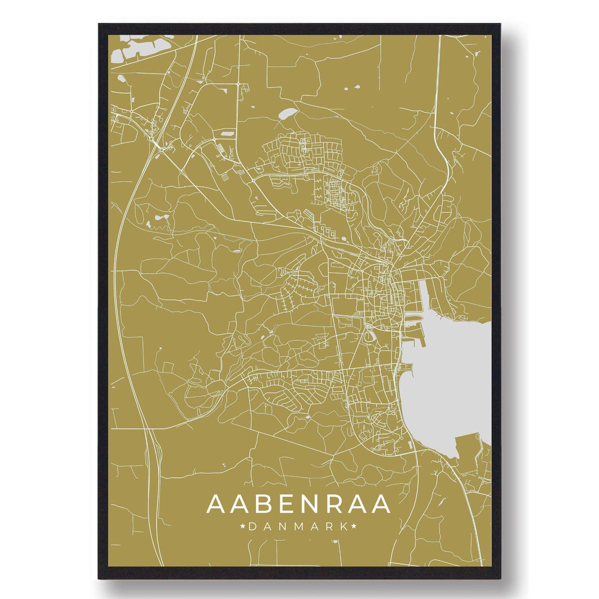 Aabenraa plakat - gul (Størrelse: L - 50x70cm (B2))