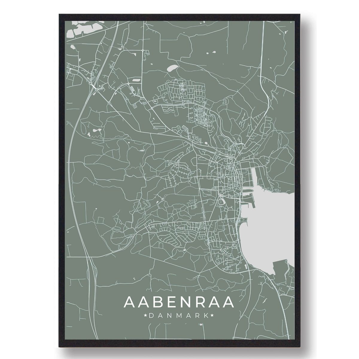 Aabenraa plakat - grøn (Størrelse: L - 50x70cm (B2))