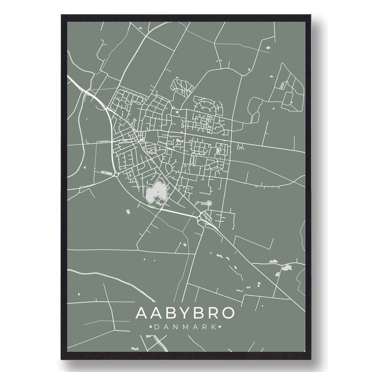 Aabybro plakat - grøn (Størrelse: L - 50x70cm (B2))