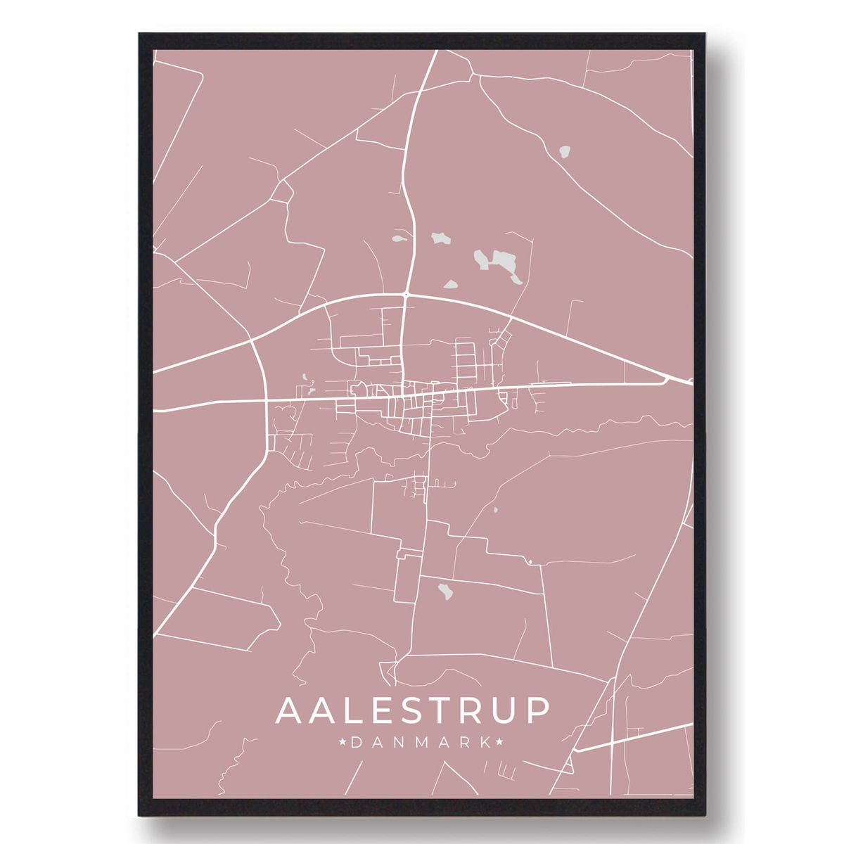 Aalestrup byplakat - rosa (Størrelse: L - 50x70cm (B2))