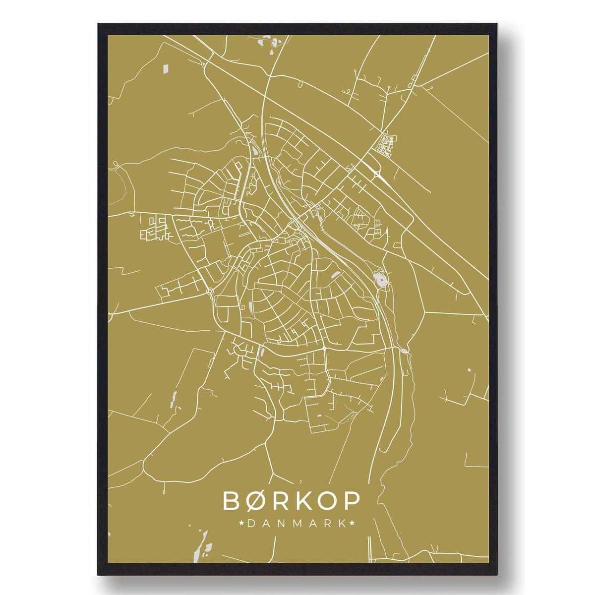 Børkop plakat - gul (Størrelse: L - 50x70cm (B2))