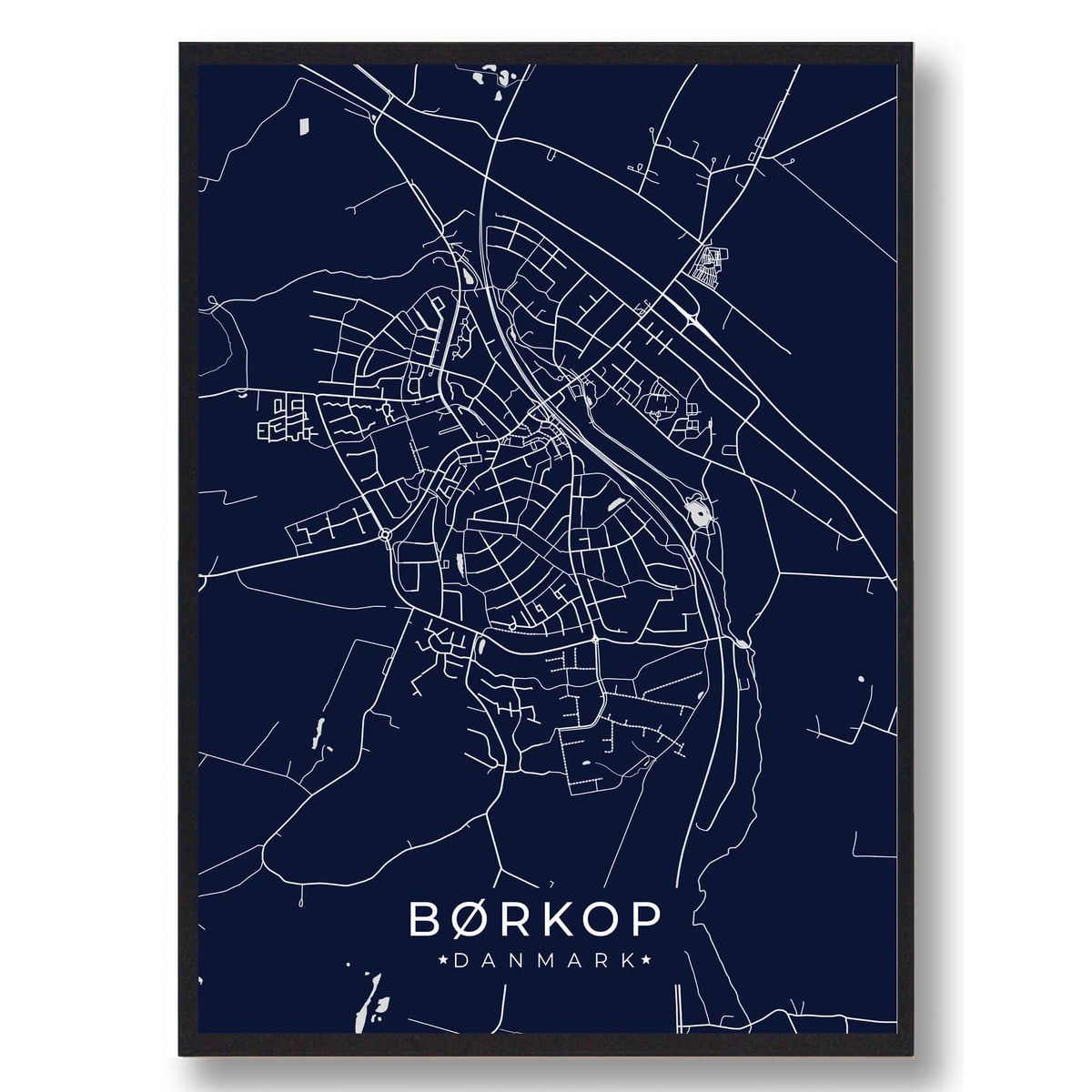 Børkop plakat - mørkeblå (Størrelse: L - 50x70cm (B2))