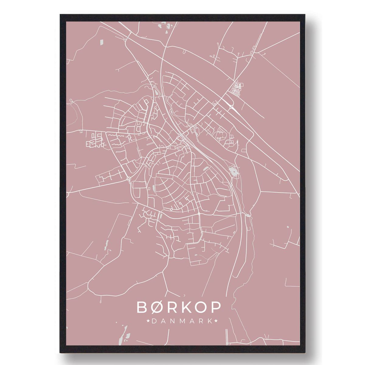 Børkop plakat - rosa (Størrelse: L - 50x70cm (B2))