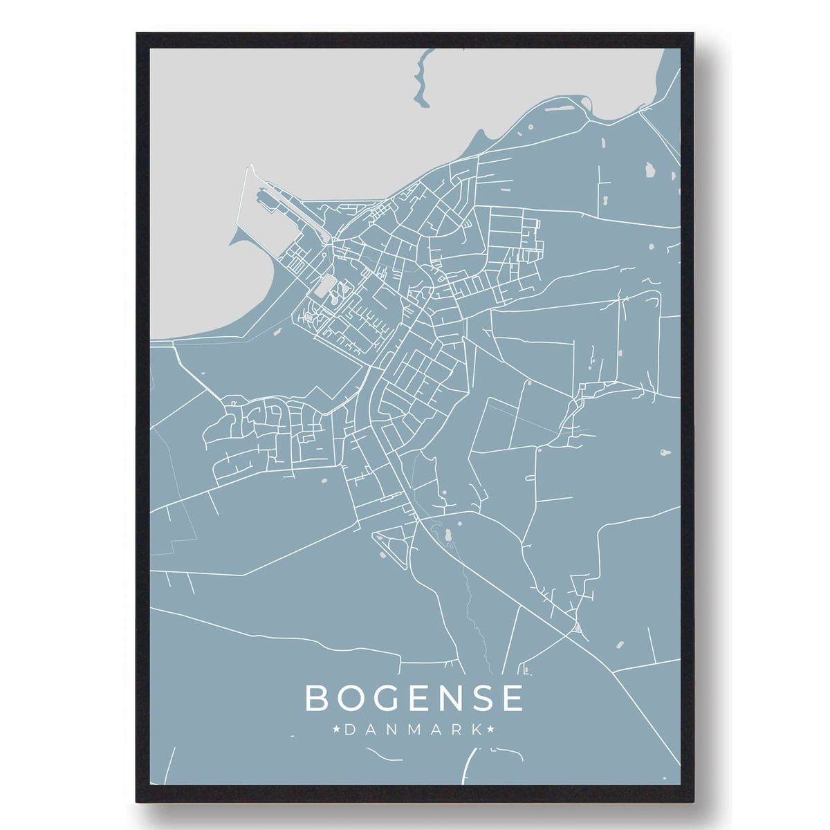 Bogense plakat - lyseblå (Størrelse: L - 50x70cm (B2))