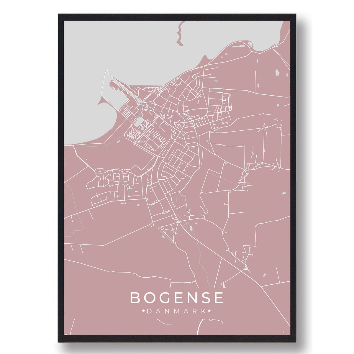 Bogense plakat - rosa (Størrelse: L - 50x70cm (B2))