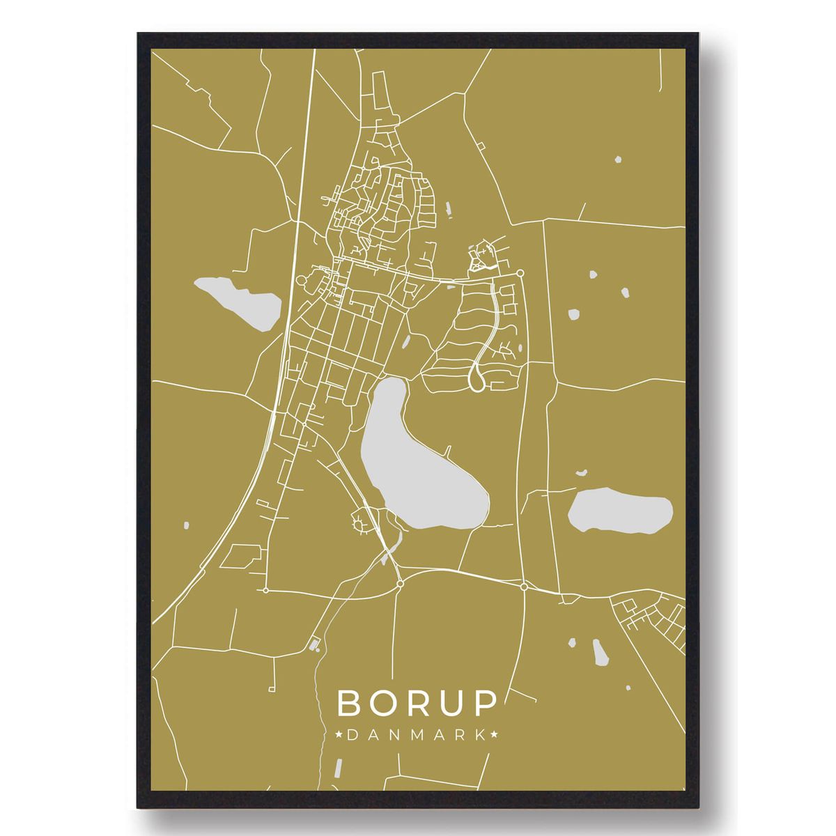 Borup plakat - gul (Størrelse: L - 50x70cm (B2))